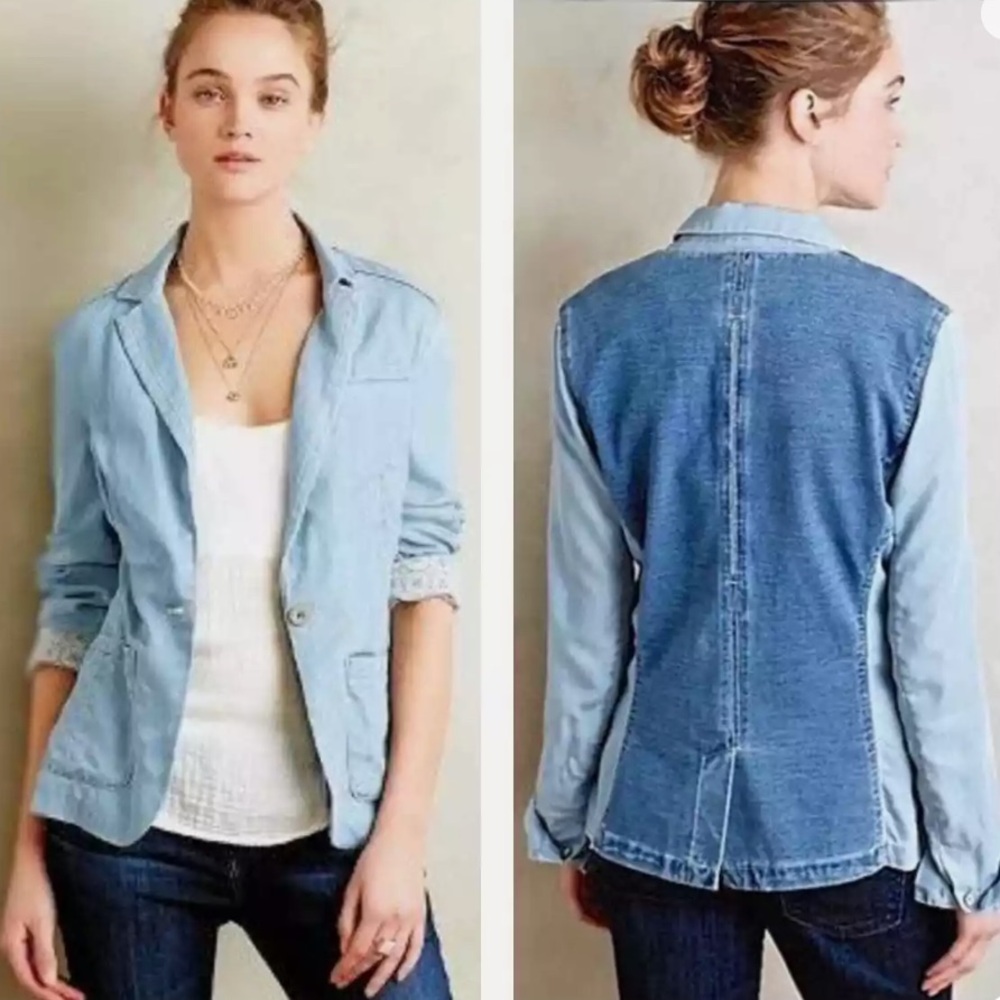 Anthropologie PILCO Newsy denim jeans chambray jacket, M. - Picture 5 of 11